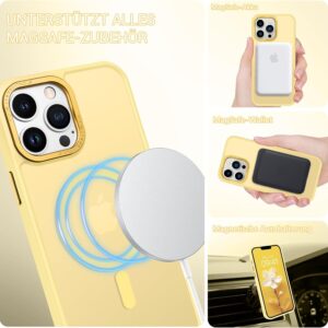 GaoBao Custodia per iPhone 13 Pro Max, custodia per iPhone 13 Pro Max [compatibile con MagSafe] opaco traslucido, resistente agli urti, anti-impronte, 6,7 pollici, giallo
